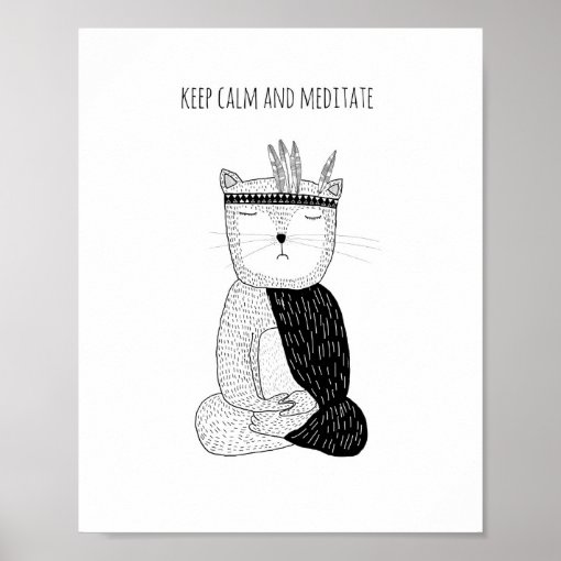 Keep Calm and Meditate, Yoga Poster, Zen Art Poster Zazzle