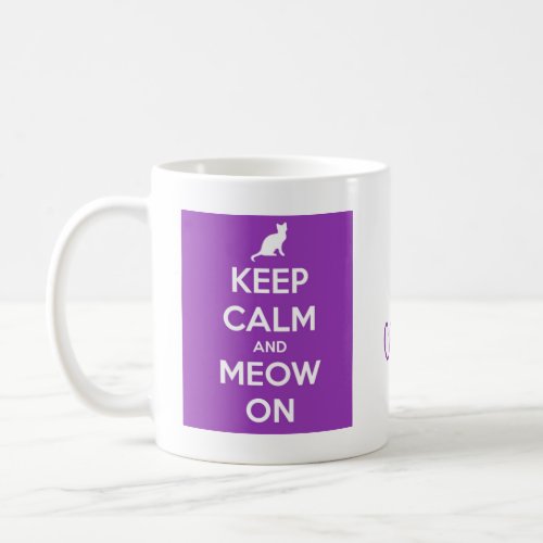 Keep Calm and Meow On Purple Coffee Mug