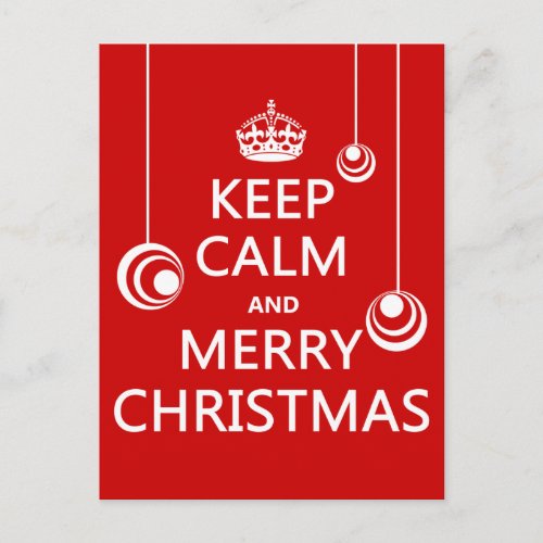 Keep Calm and Merry Christmas Holiday Postcard