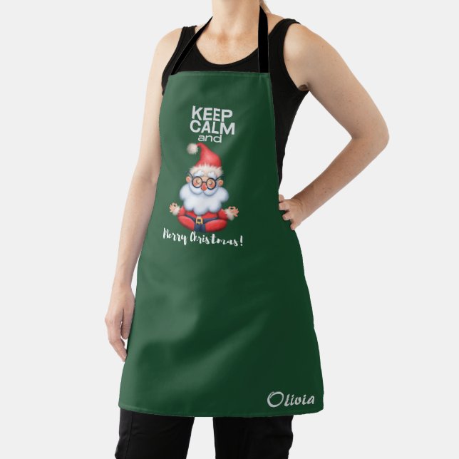 Keep Calm and Merry Christmas Personalized Name Apron (Insitu)