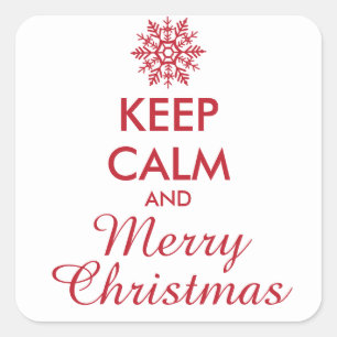 KEEP CALM AND MERRY CHRISTMAS - personalized text Square Sticker