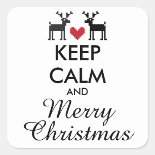 KEEP CALM AND MERRY CHRISTMAS - personalized text Square Sticker