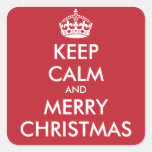 KEEP CALM AND MERRY CHRISTMAS - personalized text Square Sticker