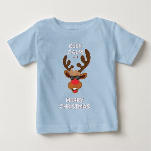 Keep Calm And Merry Christmas Reindeer  Holidays Baby T_Shirt