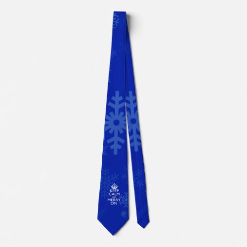 Keep Calm And Merry On Blue Neck Tie