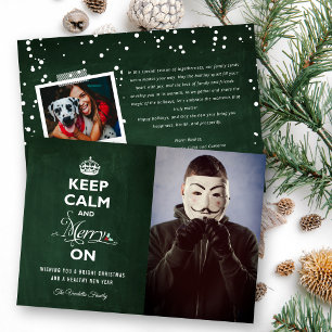 Keep Calm And Merry On Chalkboard Christmas Funny Holiday Card