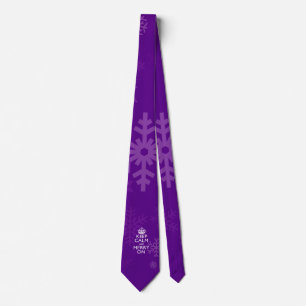 Keep Calm And Merry On Purple Neck Tie
