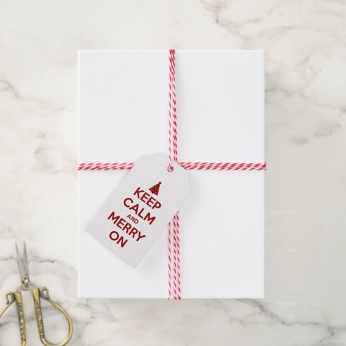 Keep Calm and Merry On Red and White Gift Tags