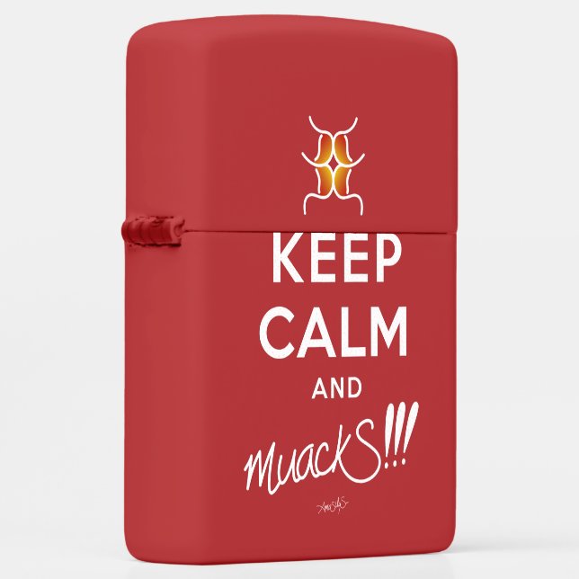 Keep Calm and muackS!!! Red&White Zippo Lighter (Right)
