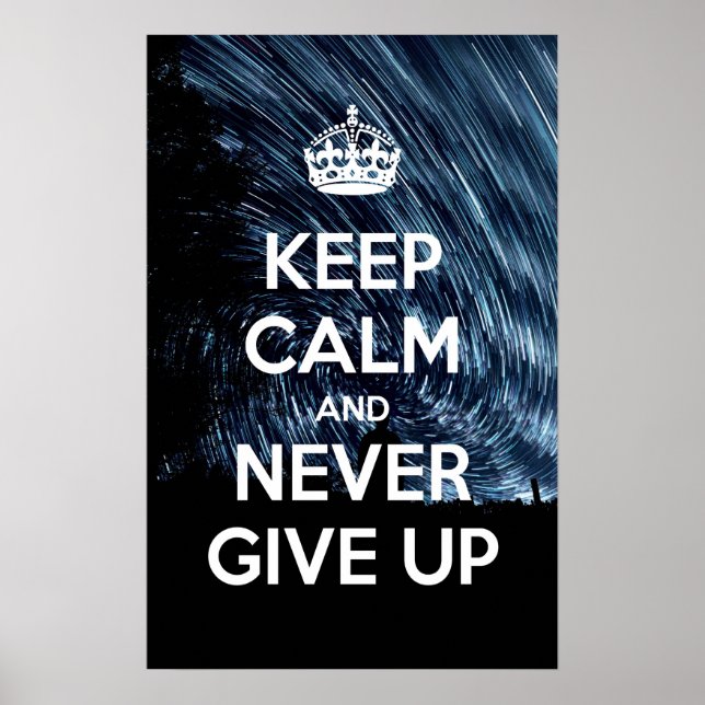 Keep Calm and Never Give Up Poster (Front)