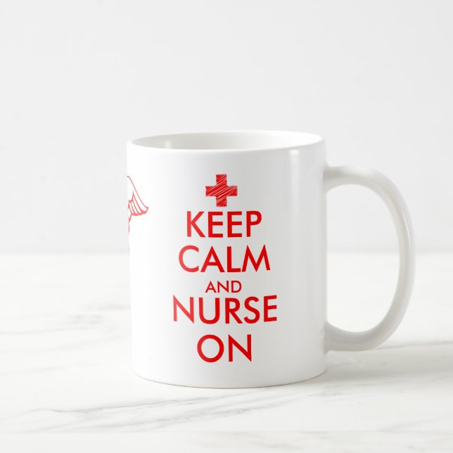 Keep calm and nurse on mug with caduceus symbol (Right)
