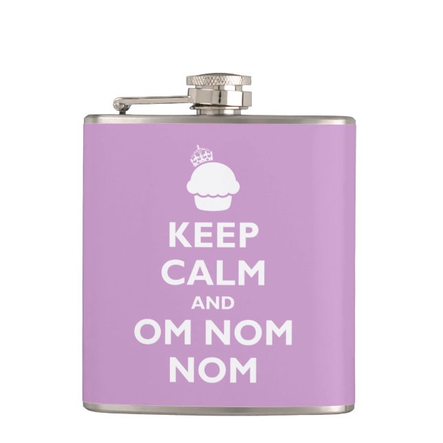 Keep Calm and Om Nom Nom Flask (Front)