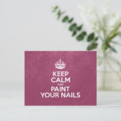 Keep Calm and Paint Your Nails, Pink Leather Postcard (Standing Front)