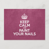 Keep Calm and Paint Your Nails, Pink Leather Postcard (Front)