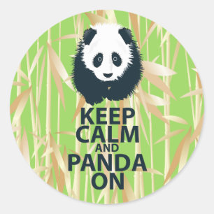 Keep Calm and Panda On Original Design Print Gift Classic Round Sticker