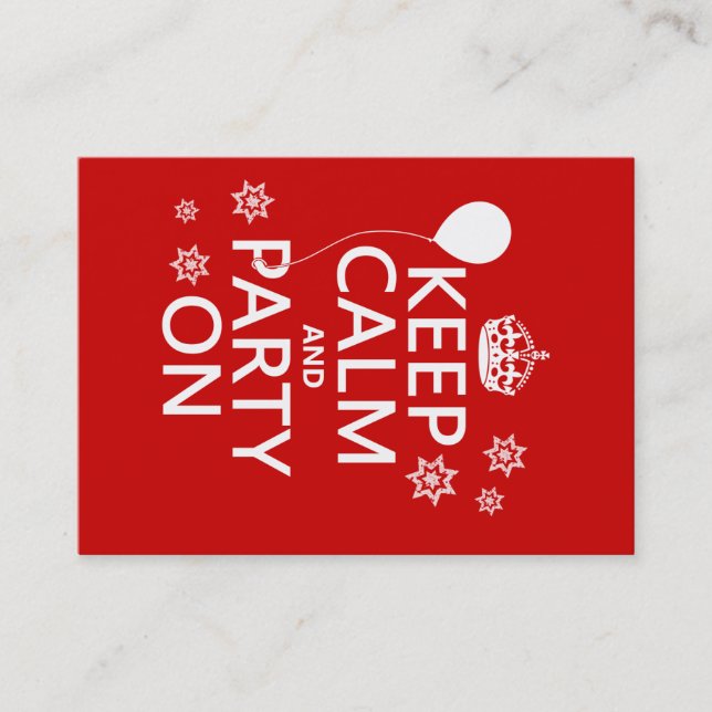 Keep Calm and Party On - all colours Business Card (Front)