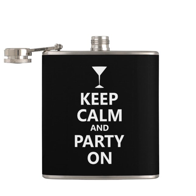 Keep Calm and Party On Flask (Opened)