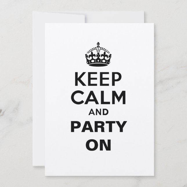 Keep Calm and Party On Invitation (Front)
