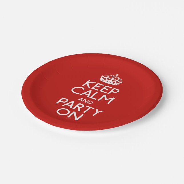 Keep Calm And Party On Parties Paper Plates (Angled)
