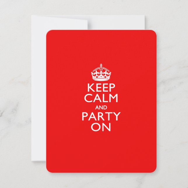 Keep Calm and Party On Red Invitation (Front)