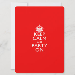 Keep Calm and Party On Red Invitation