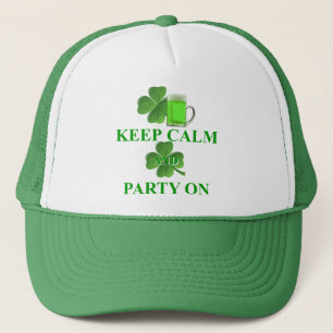 keep calm and party on trucker hat