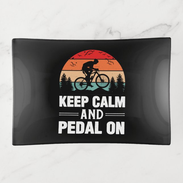 Keep Calm And Pedal On Cycling Trinket Tray (Front)