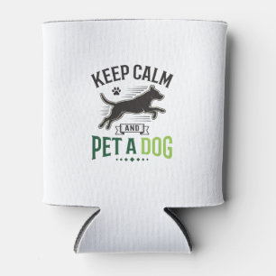 Keep Calm and Pet a Dog Vintage Engraving Design_1 Can Cooler
