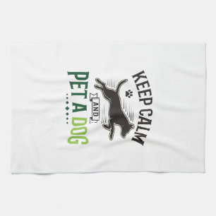 Keep Calm and Pet a Dog Vintage Engraving Design_1 Kitchen Towel