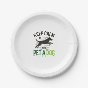 Keep Calm and Pet a Dog Vintage Engraving Design_1 Paper Plates