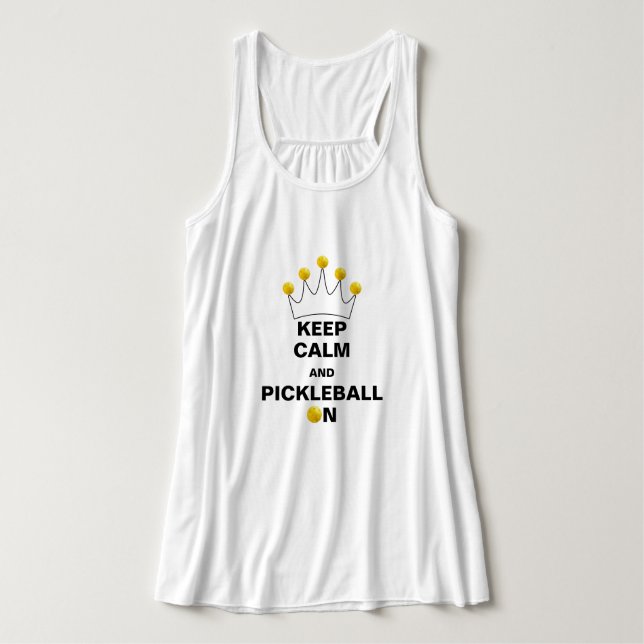 Keep Calm and Pickleball On, Pickleball Crown Tank Top (Design Front)