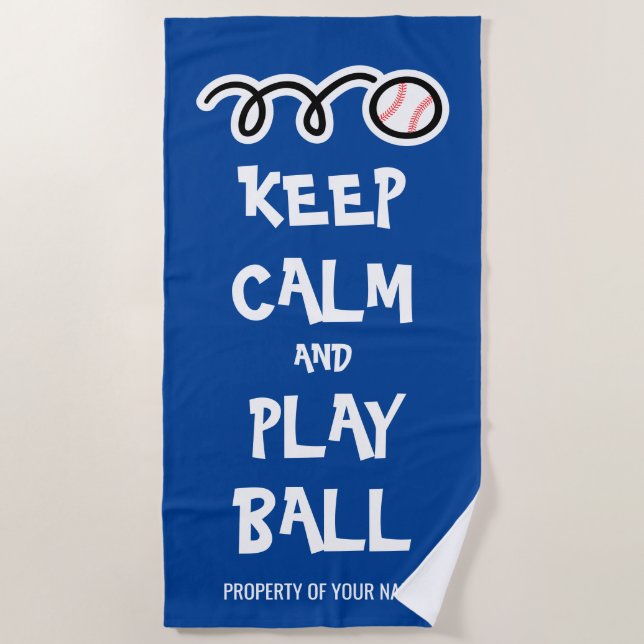 Keep calm and play baseball funny beach towel gift (Front)