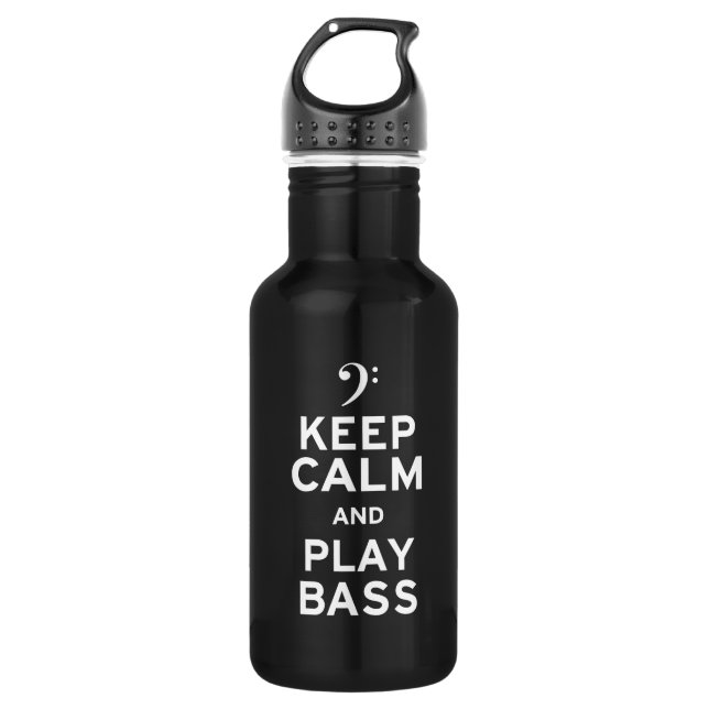Keep Calm and Play Bass Stainless Steel Water Bottle (Front)