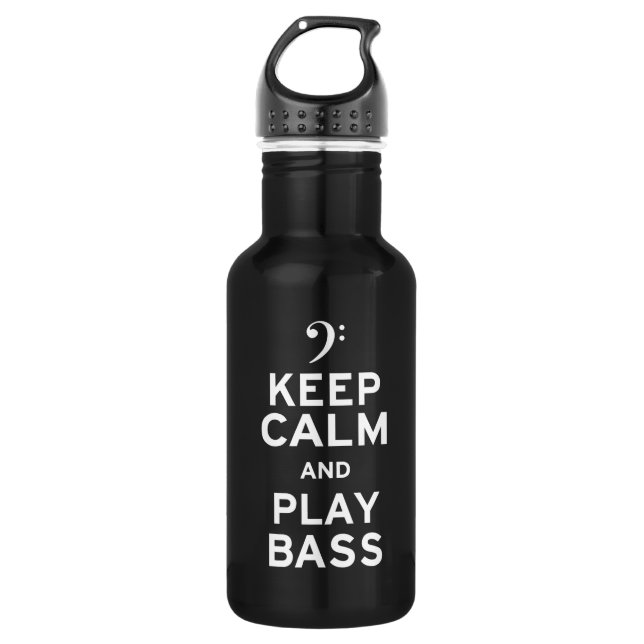 Keep Calm and Play Bass Stainless Steel Water Bottle (Front)