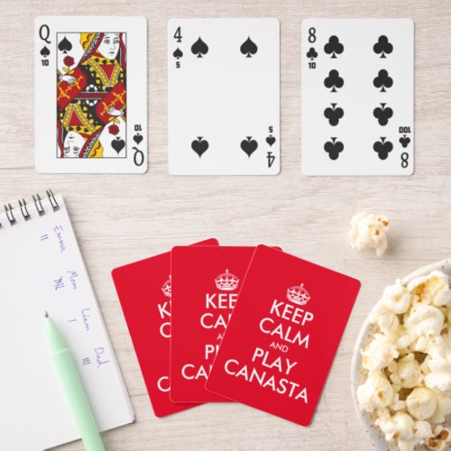 Keep calm and play canasta custom playing cards