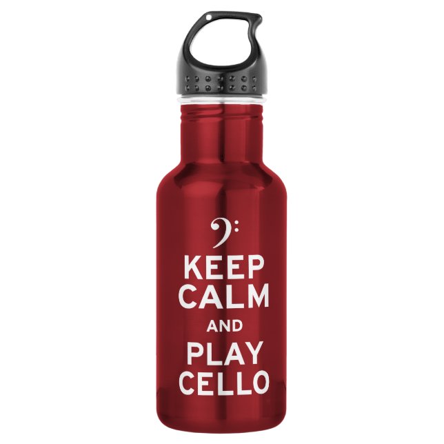 Keep Calm and Play Cello Stainless Steel Water Bottle (Front)