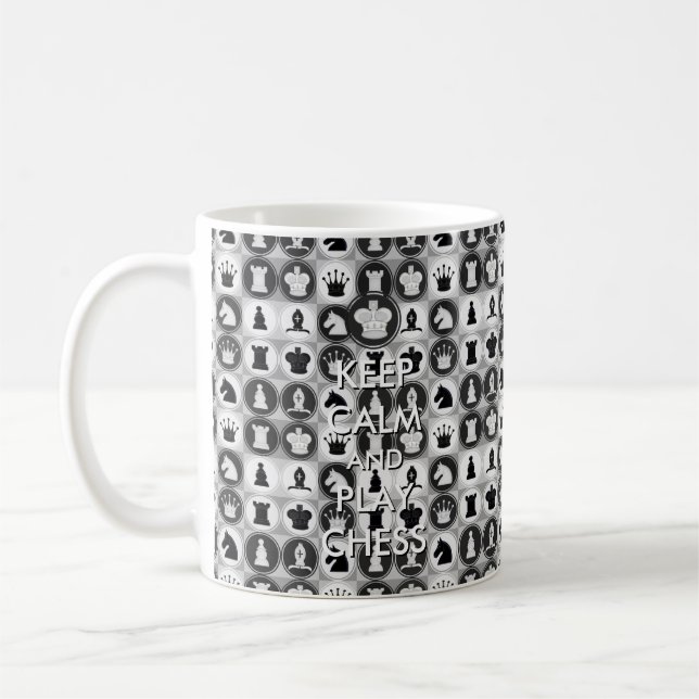 Keep Calm and Play Chess Pattern Coffee Mug (Left)