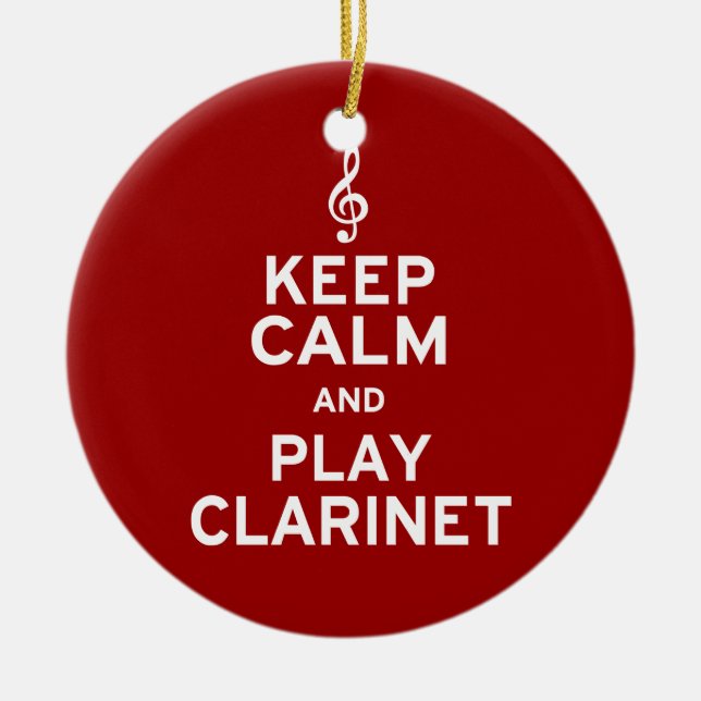 Keep Calm and Play Clarinet Ceramic Ornament (Front)