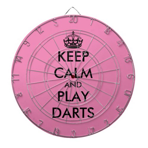 Keep calm and play darts funny pink dartboard