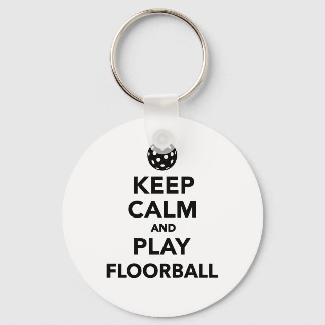 Keep calm and play Floorball Keychain (Front)