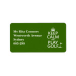 Keep Calm and Play Golf - all colors Label