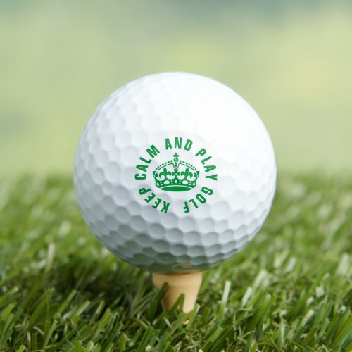 Keep calm and play golf fun golfing balls gift set