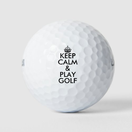 Keep calm and play golf funny golfing gift for him golf balls