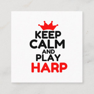 KEEP CALM AND PLAY HARP SQUARE BUSINESS CARD