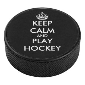 Keep calm and play hockey custom puck gift