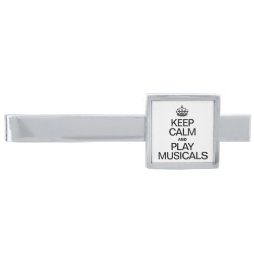 KEEP CALM AND PLAY MUSICALS SILVER FINISH TIE BAR