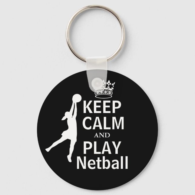 Keep Calm and Play Netball Design Keychain (Front)