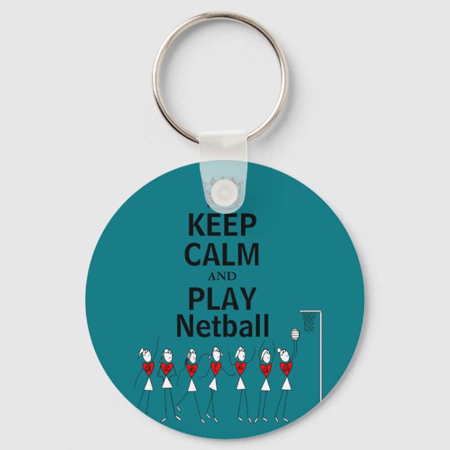 Keep Calm and Play Netball Design Keychain (Front)