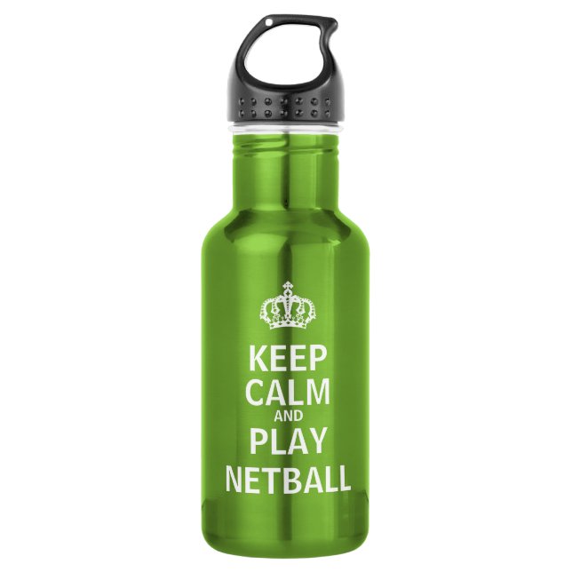 Keep Calm and Play Netball Quote Water Bottle (Front)