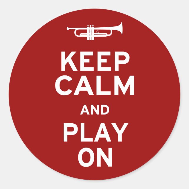 Keep Calm and Play On Classic Round Sticker (Front)